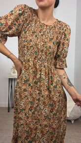 Vestido Estampado Midi Mocca